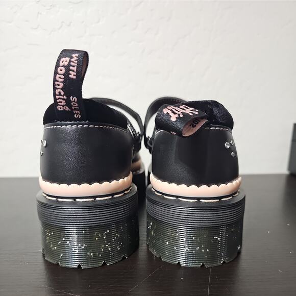 Dr. Martens Doc Martens Kemsley Mary Jane Platform Shoe Black Powder Pink Sz 11 - Picture 4 of 8
